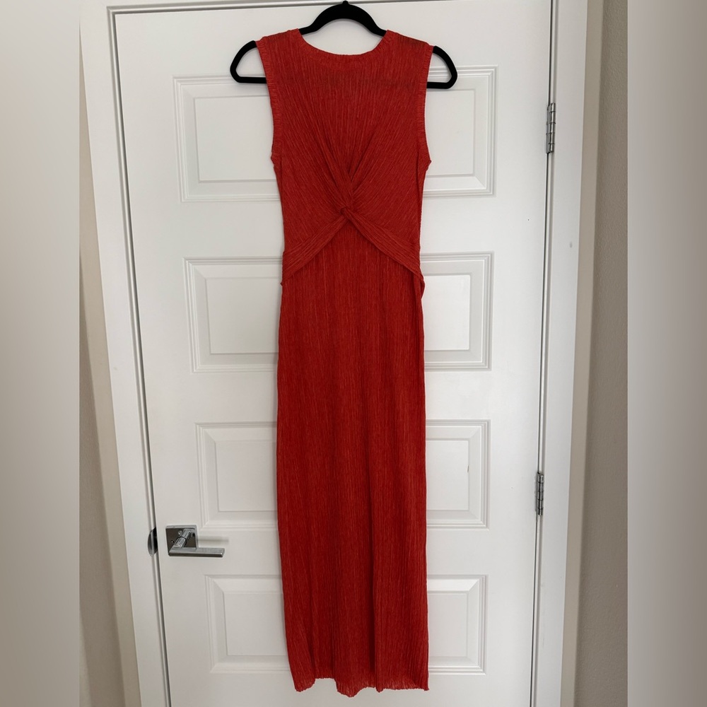 Sleeveless Knot-Front Red Maxi Dress